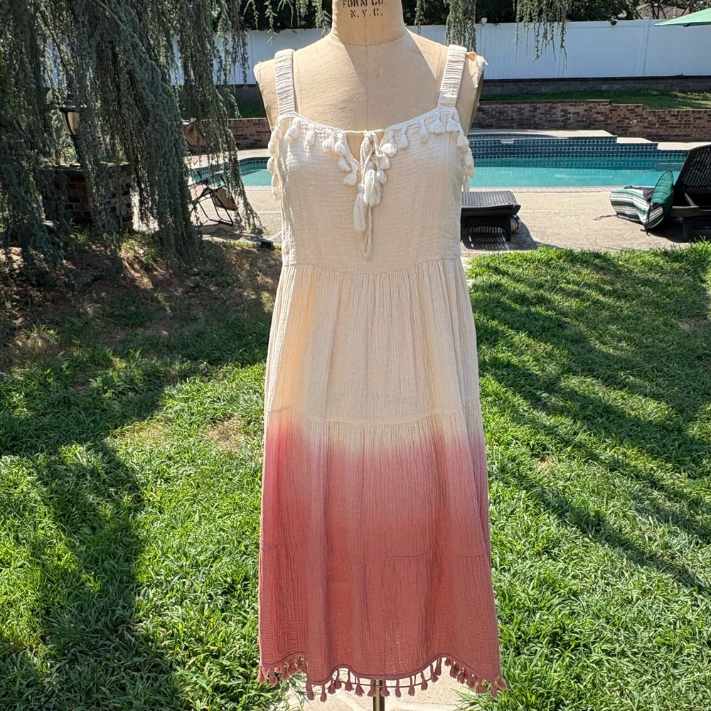 Chic Ombre Midi Dress in Cream and Pink by TOV Los Angeles